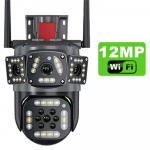 LS VISION 12MP WiFi IP gatvės kamera lauko 360&deg; vaizdo stebėjimo saugumas-apsauga trijų ekranų Ai sekimo 6K stebėjimo kameros Only camera