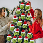 12 vnt. Kalėdų eglutės papuo&scaron;alų su žaliais plaukais pakuotė, mielas dekoravimo rekvizitas One Size