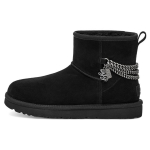 UGG Classic Mini Dvisluoksniai Odiniai &Scaron;ilti Neslystantys Madingi Grandinėlės Trumpi Sniego Batai Moteri&scaron;ki Sniego Batai Juodi 1123668-BLK 37