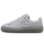 Puma Basket Platform Audinys Sintetinė Oda Žemi Sportbačiai Moteri&scaron;ki Sportbačiai Pilki 384232-02 37