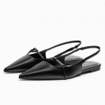 2025 m. vasaros naujos moteri&scaron;kos basutės su dirželiu ant kulno, moteri&scaron;kos leopardo ra&scaron;to smailianosės mulės, odinės PU žemakulnės paplūdimio avalynė 35 juoda