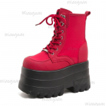 Superauk&scaron;tos platformos ankle boots moterims Punk storapadžiai batai auk&scaron;tį didinančios moteri&scaron;kos aulinės basutės Rudens Botines Bottes Femmes 35-36 raudona