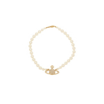 Vivienne Westwood Vienos eilės perlų reljefinis chokeris Moteri&scaron;kas kaklo papuo&scaron;alas Žalvaris 6301010602R202R202 Box,W2
