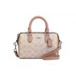 &bdquo;Coach Rowan 18&ldquo; prekės ženklo logotipo Bostono krep&scaron;ys su nuimamu peties dirželiu, moteri&scaron;kas rankinukas su pieno ir arbatos spalvos CW330-SVXCU Basic Set (Bag+Dust Bag)