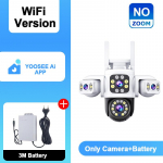 AIOOK lauko 10x ZOOM WiFi CCTV kamera HD 8MP 4K naktinio matymo dvipusis dialogas apsaugos kamera, vandeniui atspari saulės spinduliams nuotolinis stebėjimas NO ZOOM+Battery