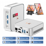 HUIDUN H80 MINI KOMPIUTERIS AMD Ryzen 5 3500U Windows11 Pro 16GB 512GB SSD Portable Monitors TABLE 9 sidabras