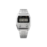 Casio Vintage serija Atsparus vandeniui Kvarcinis mechanizmas Nerūdijančio plieno apyrankė Laikrodis Vyri&scaron;ki laikrodžiai Sidabrinis A1100D-1VT Silver Dial gray
