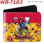 Super Mario animacinis pilnaspalvis spausdintas dvigubai sulenkiamas piniginė anime studento unisex trumpas piniginės black