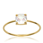 Bague Plaqu&eacute; Or 'Unique' blanc dor&eacute; - 6x6 mm
