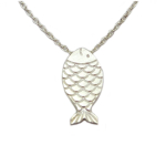 7bis [Q6146] - Collier artisanal 'Poisson' argent&eacute; - 15x8 mm sidabras