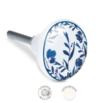 Les Tr&eacute;sors De Lily [A2522] - Bouton meuble c&eacute;ramique 'Floral' bleu blanc - 65x35 mm mėlyna