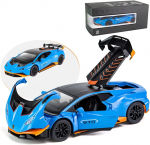 1:24 mastelio lydinio liejamas automobilio modelis, skirtas Lambo Huracan STO 2021, traukimo atgal transporto priemonių modelių automobilių žaislas su &scaron;viesa ir garsu, skirtas vaikams, suaugusiems 1/24-21x8.5x5.5cm oranžinė/mėlyna