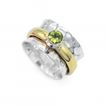 Peridoto žiedas, 925 sidabro žiedas, rankų darbo žiedas, dovana jai, unisex žiedas, nyk&scaron;čio žiedas, vientisas žiedas, gimimo žiedas 6