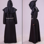 Viduramžių vienuolio Helovino kostiumai Komiksai Vakarėlis Cosplay Kostiumai Su gobtuvu Apsiaustas Cape Friar Renesanso kunigas vyrams XL juoda