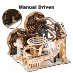 3D medinės dėlionės marmurinis bėgimo rinkinys &bdquo;pasidaryk pats&ldquo; mechaninis takelis, elektrinis vadovas, modelis, statybinių blokelių rinkiniai, surinkimo žaislas, dovana paaugliams suaugusiems Manual version gelsvai ruda
