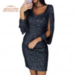 Suknelė blizgučiai Blizgučiai Mini Blizgučiai Moteri&scaron;ka Suknelė pasimatymams XXXXXL juoda
