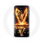Coque pour Samsung Galaxy J7 2017 Vikings S&eacute;rie Saison 6 logo V Ep&eacute;e de Feu Fond Noir