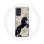 Coque pour Samsung Galaxy A13 4G / A13 4G Lite Frison Noir Race de cheval