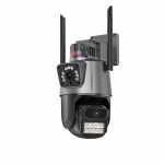 Nauja ES lauko Wifi PTZ kamera 4K 8MP HD dviejų objektyvų dviejų ekranų AI automatinio sekimo vaizdo stebėjimo policijos &scaron;viesos signalizacija iCSee