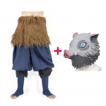 Anime Hashibira Inosuke Cosplay Kostiumas Demon Slayer Kimetsu No Yaiba Kiaulės Silikoninė Kaukė Helovino &Scaron;ventės Kelnės L