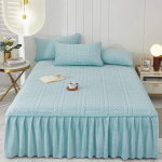 Vienspalvė pieno aksominė žiemos lovatiesė Stora namų lova Sijono stiliaus patalynė su pagalvių užvalkalu medvilninė minimalistinė lovatiesė 90x200cm 2pcs
