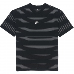 Nike Logotipas juostelės apvaliu kaklu, kvėpuojantis laisvalaikio sportui trumpomis rankovėmis, nuleidžiamais ant pečių mar&scaron;kinėliai Vyri&scaron;ki vir&scaron;utiniai drabužiai, juodi DQ1117-010 XL