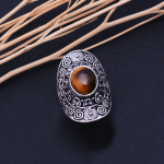 Natural Tiger Eye Gemstone Handmade 925 Sterling Silver Ring Size 10.75 g0p12