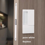 Naujo stiliaus be rankenų plok&scaron;čias užraktas modernus miegamojo magnetinis įleidžiamas durų rankena tylus stumiamas ir traukiamas nematomas stumdomų durų užraktas black-Keyless juoda