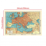 Senovinis Europos žemėlapis 1941 m. anglų versija Plakatai Sienos paveikslėlis gyvenamojo kambario dekoravimui be rėmelio A2-59*42cm