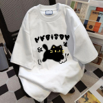 Kawaii Katės 3D spausdinti moteri&scaron;ki mar&scaron;kinėliai Harajuku 2025 vasara trumpomis rankovėmis mar&scaron;kinėliai moteri&scaron;ka mada balti drabužiai unisex gatvės drabužių vir&scaron;ūnės S