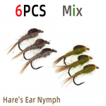 6 vnt. Turkijos Biot Nimfa arba Ki&scaron;kio Ausies Nimfa Muselinės Žvejybos Muselės Auk&scaron;tos Kokybės Medžiagos Rankomis Ri&scaron;tos Geriausios Upėtakiams, E&scaron;eriams ir Saulažuvėms