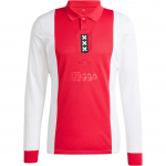 Adidas Originals Amsterdamo Jubiliejus Ajax Logotipas Drėgmę Sugeriantis Slim Fit Ilgomis Rankovėmis Futbolo Mar&scaron;kinėliai Vyri&scaron;ki vir&scaron;utiniai drabužiai Baltas JF6340 M