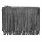 Pochette &agrave; franges ET chargeur de t&eacute;l&eacute;phone Gris pilka