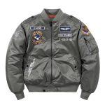 Žieminė vyri&scaron;ka striukė, karinė, motociklininko, Ma-1, aviacijos piloto, vyri&scaron;ka beisbolo bomber striukė 5XL(Asian size) pilka