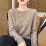 Moteri&scaron;kas ka&scaron;myro megztinis Qinghe ka&scaron;myras 30% ka&scaron;myras 70% vilna rudeninis ir žieminis puloveris &scaron;iltas ir madingas L ruda