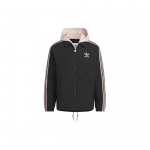 Adidas Originals Classic Sport striukė su gobtuvu, su raidžių siuvinėjimu ir spalvų blokais, vyri&scaron;kas vir&scaron;utinis drabužis, juoda IW6284 L