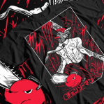 Chainsaw Man mar&scaron;kinėliai Chainsaw Man anime CSM Denji Power juodi mar&scaron;kinėliai visų dydžių 4XL