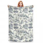 Toile De Jouy Kaimo Gyvenimo Spausduotas pledas Vyrams Moterims Super Mink&scaron;tas Jaukus Retro Prancūzi&scaron;kas Eleganti&scaron;kas Mėtomasis pledas Lovai 30x40in
