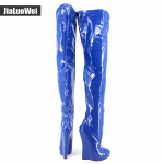 18 cm auk&scaron;takulniai batai su platforma Sexy Fetish SM Stulbinantys ploni vir&scaron; kelio &scaron;launų auk&scaron;ti batai Unisex plius 36-46 dydis 40 mėlyna