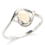 Bague Argent 'D&eacute;esse Opale' Blanc argent&eacute; (rhodi&eacute;) - 9 mm