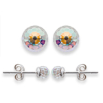 Les Tr&eacute;sors De Lily [H0352] - BO Argent 'Boules de Cristal' blanc bor&eacute;al argent&eacute; - 4 mm balta
