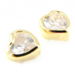 Les Tr&eacute;sors De Lily [H2608] - Boucles Plaqu&eacute; Or 'Love' blanc dor&eacute; auksas