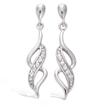 Les Tr&eacute;sors De Lily [I9847] - Boucles Argent 'D&eacute;esse' Blanc argent&eacute; (rhodi&eacute;) - 30x8 mm