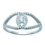 Bague Argent 'D&eacute;esse' blanc argent&eacute; (rhodi&eacute;) - 10 mm