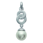 Les Tr&eacute;sors De Lily [K1427] - Pendentif Argent 'Sissi' blanc argent&eacute; (rhodi&eacute;) - 25x8 mm