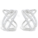 Les Tr&eacute;sors De Lily [L4662] - Demi-cr&eacute;oles Argent 'Sissi' blanc argent&eacute; (rhodi&eacute;) - 15x10 mm