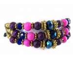 Les Tr&eacute;sors De Lily [L5791] - Bracelet ethnique 'Kilimanjaro' violet (3 rangs) įvairiaspalvis