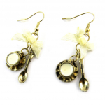 Les Tr&eacute;sors De Lily [N3187] - Boucles Cr&eacute;ateur 'Scarlett' beige dor&eacute;