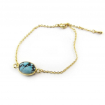 Les Tr&eacute;sors De Lily [N3738] - Bracelet cr&eacute;ateur 'Min&eacute;ralia' turquoise dor&eacute; auksas