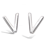 Les Tr&eacute;sors De Lily [P5021] - Boucles Argent 'V comme Victoire' argent&eacute; (rhodi&eacute;) - 7x5 mm sidabras